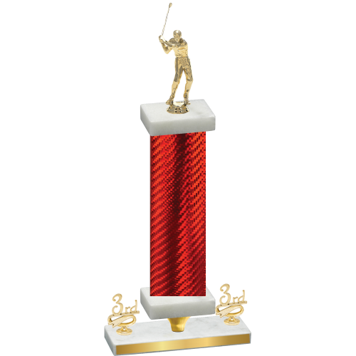 Premium Single Red Carbon Fiber Third Place Golf Trophy