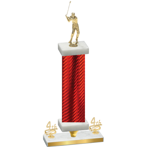 Premium Single Red Carbon Fiber Fourth Place Golf Trophy