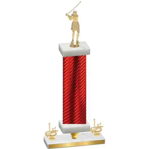 Premium Single Red Carbon Fiber First Place Golf Trophy