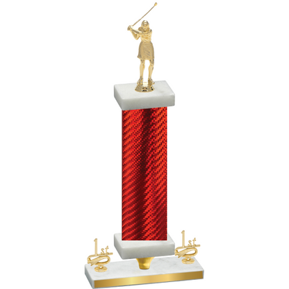 Premium Single Red Carbon Fiber First Place Golf Trophy