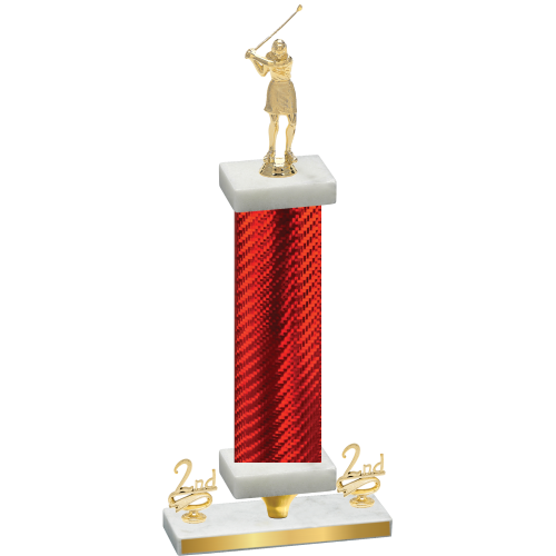 Premium Single Red Carbon Fiber Second Place Golf Trophy