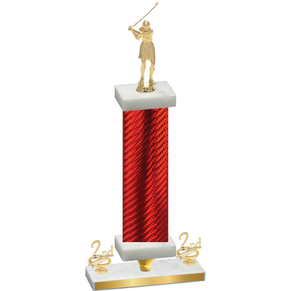 Premium Single Red Carbon Fiber Second Place Golf Trophy