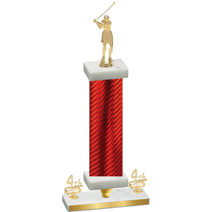 Premium Single Red Carbon Fiber Fourth Place Golf Trophy