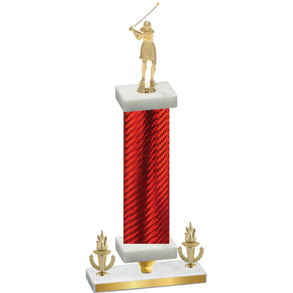 Premium Single Red Carbon Fiber Victory Golf Trophy