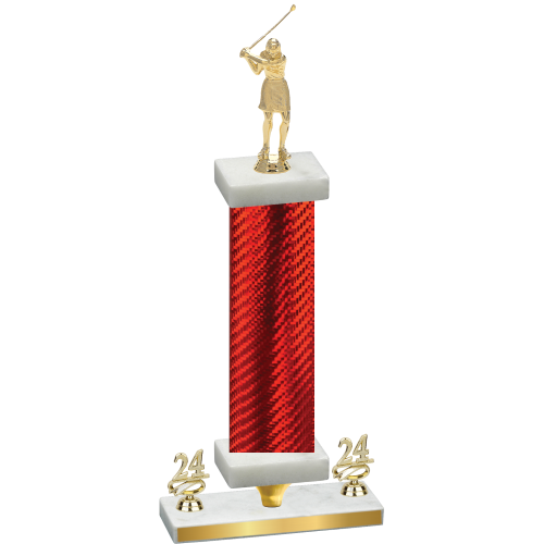 Premium Single Red Carbon Fiber Year Golf Trophy