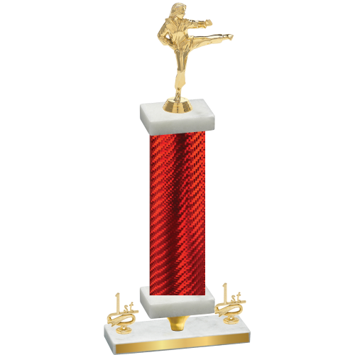 Premium Single Red Carbon Fiber First Place Karate Trophy