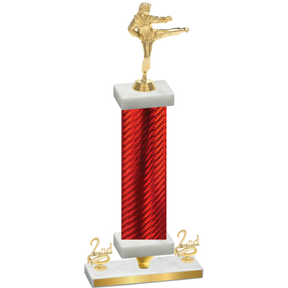 Premium Single Red Carbon Fiber Second Place Karate Trophy