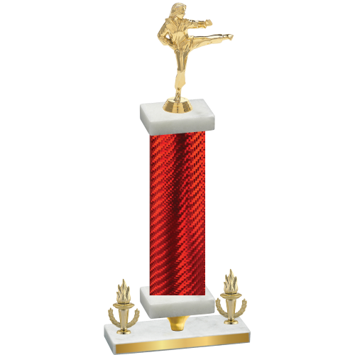 Premium Single Red Carbon Fiber Victory Karate Trophy