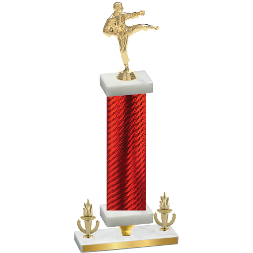 Premium Single Red Carbon Fiber Victory Karate Trophy