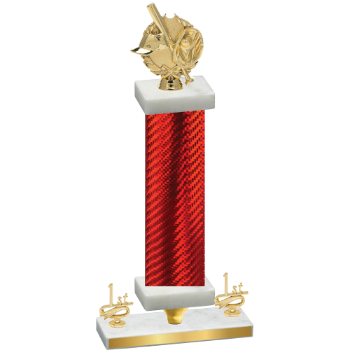 Premium Single Red Carbon Fiber First Place Baseball Trophy