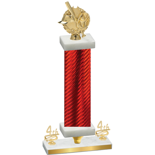 Premium Single Red Carbon Fiber Fourth Place Baseball Trophy