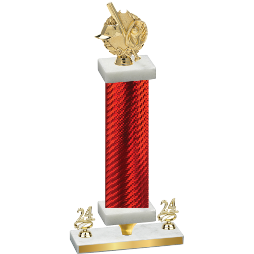 Premium Single Red Carbon Fiber Year Baseball Trophy