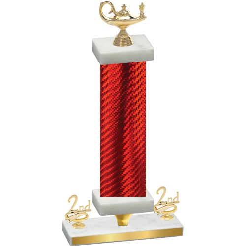 Premium Single Red Carbon Fiber Second Place Academics Trophy