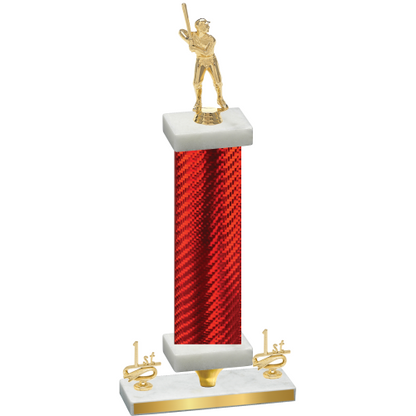 Premium Single Red Carbon Fiber First Place Baseball Trophy