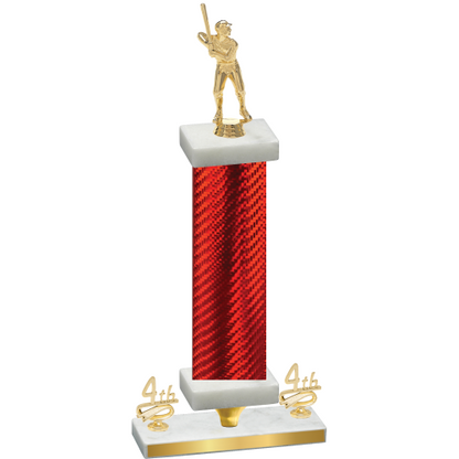 Premium Single Red Carbon Fiber Fourth Place Baseball Trophy