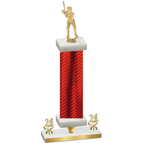 Premium Single Red Carbon Fiber Year Baseball Trophy