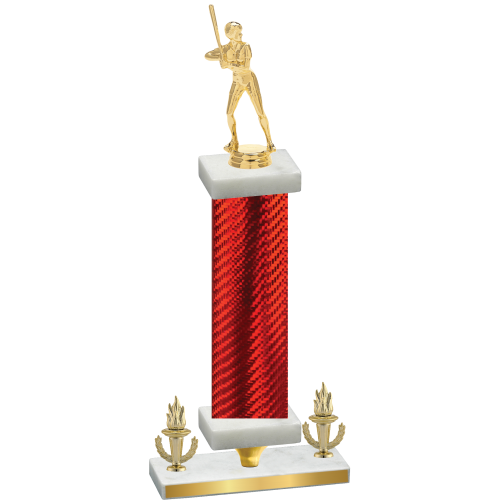 Premium Single Red Carbon Fiber Victory Softball Trophy