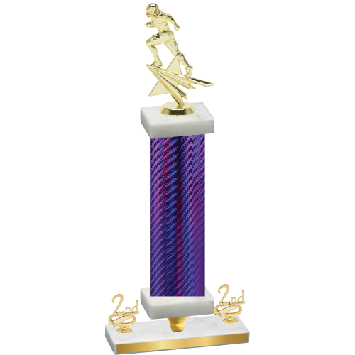 Premium Single Purple Carbon Fiber Second Place Football Trophy