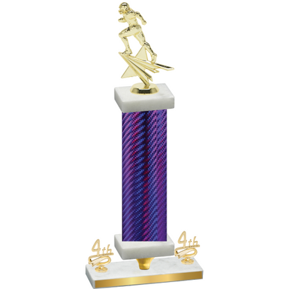 Premium Single Purple Carbon Fiber Fourth Place Football Trophy