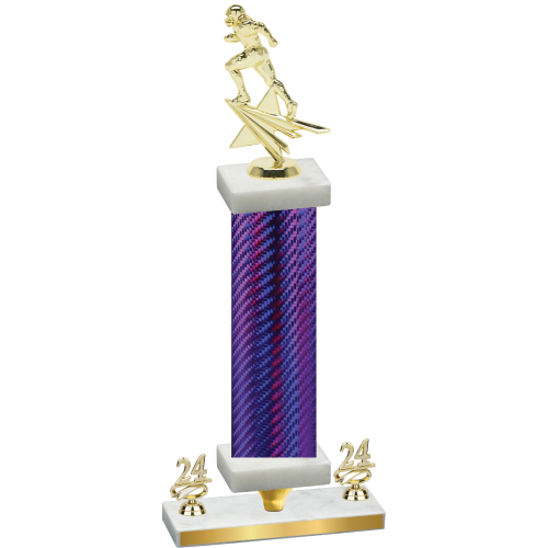 Premium Single Purple Carbon Fiber Year Football Trophy