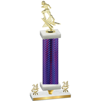 Premium Single Purple Carbon Fiber Year Football Trophy