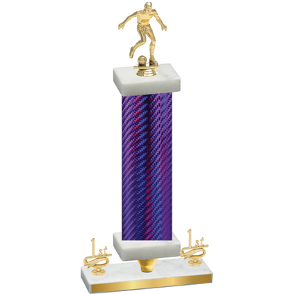 Premium Single Purple Carbon Fiber First Place Soccer Trophy