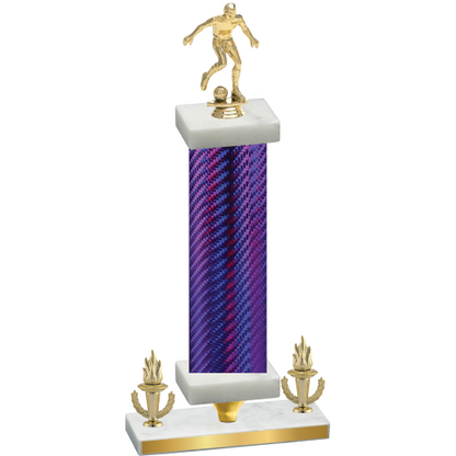 Premium Single Purple Carbon Fiber Victory Soccer Trophy