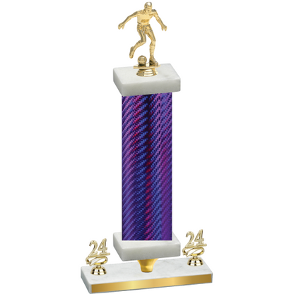 Premium Single Purple Carbon Fiber Year Soccer Trophy