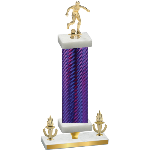 Premium Single Purple Carbon Fiber Victory Soccer Trophy