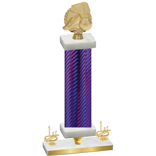 Premium Single Purple Carbon Fiber First Place Soccer Trophy