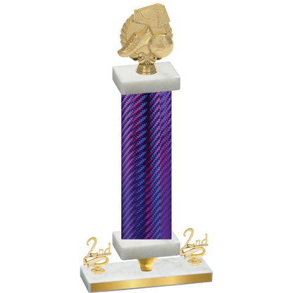 Premium Single Purple Carbon Fiber Second Place Soccer Trophy