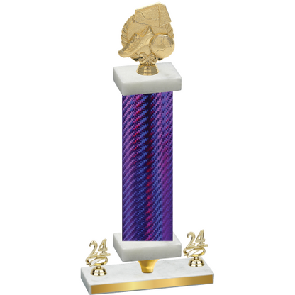 Premium Single Purple Carbon Fiber Year Soccer Trophy