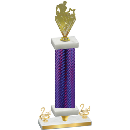 Premium Single Purple Carbon Fiber Second Place Rugby Trophy