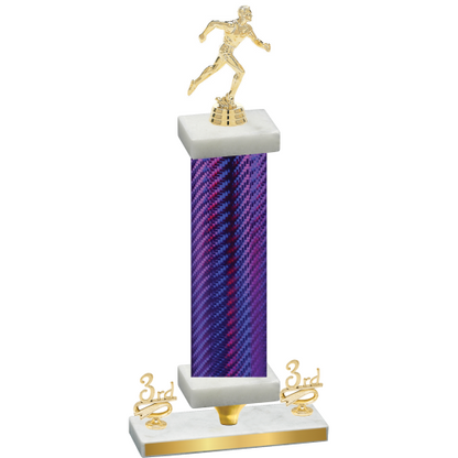 Premium Single Purple Carbon Fiber Third Place Running Trophy