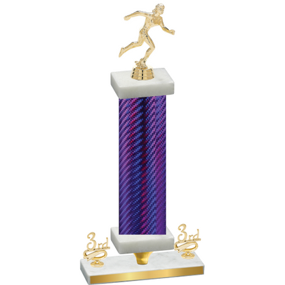 Premium Single Purple Carbon Fiber Third Place Running Trophy