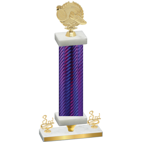 Premium Single Purple Carbon Fiber Third Place Running Trophy
