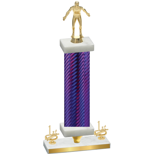 Premium Single Purple Carbon Fiber First Place Wrestling Trophy