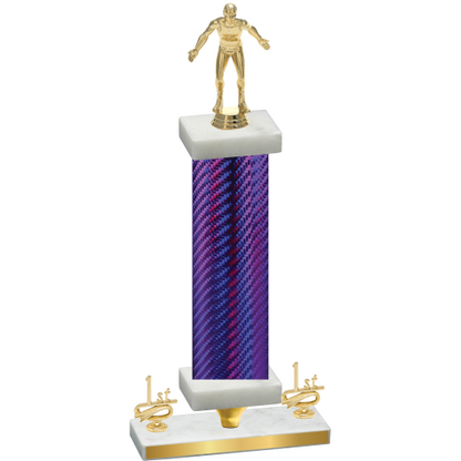 Premium Single Purple Carbon Fiber First Place Wrestling Trophy