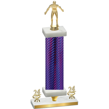 Premium Single Purple Carbon Fiber Year Wrestling Trophy