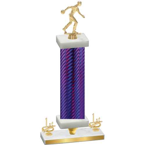 Premium Single Purple Carbon Fiber First Place Bowling Trophy