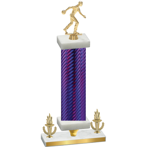 Premium Single Purple Carbon Fiber Victory Bowling Trophy