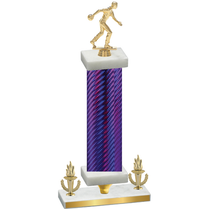 Premium Single Purple Carbon Fiber Victory Bowling Trophy