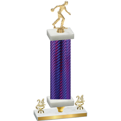 Premium Single Purple Carbon Fiber Year Bowling Trophy