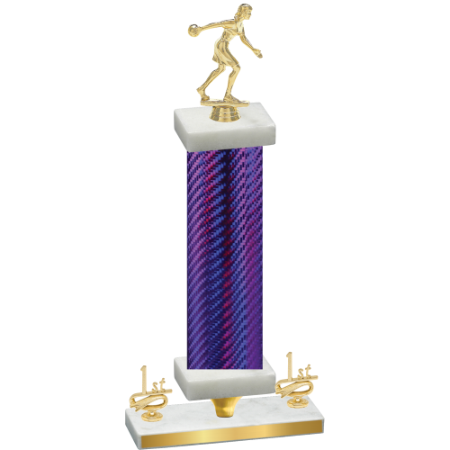 Premium Single Purple Carbon Fiber First Place Bowling Trophy