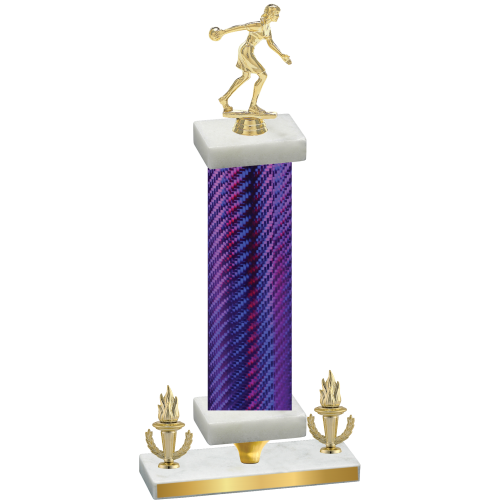 Premium Single Purple Carbon Fiber Victory Bowling Trophy