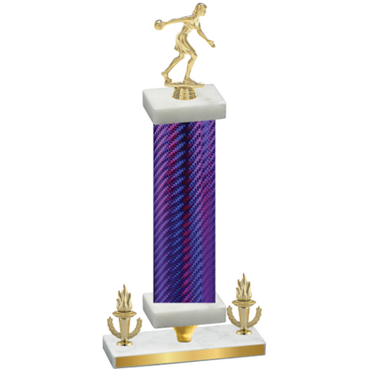 Premium Single Purple Carbon Fiber Victory Bowling Trophy