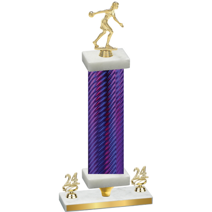 Premium Single Purple Carbon Fiber Year Bowling Trophy