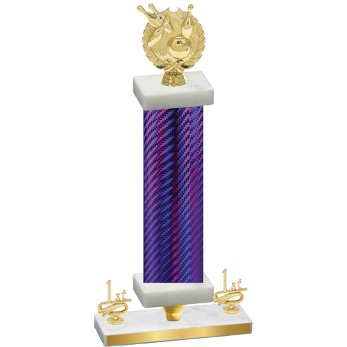 Premium Single Purple Carbon Fiber First Place Bowling Trophy