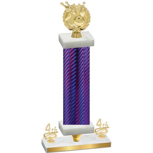 Premium Single Purple Carbon Fiber Fourth Place Bowling Trophy