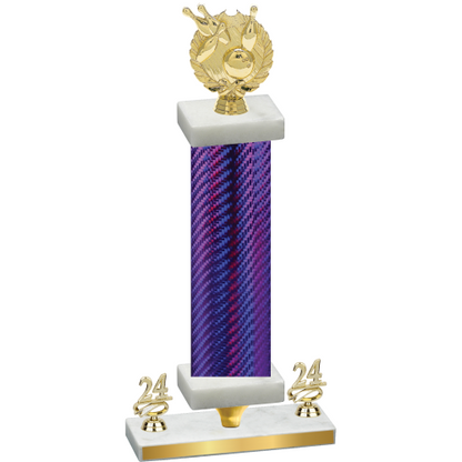 Premium Single Purple Carbon Fiber Year Bowling Trophy